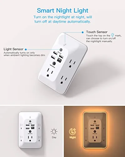 HANYCONY Outlet Extender Review: USB, Surge and Night Light image 2
