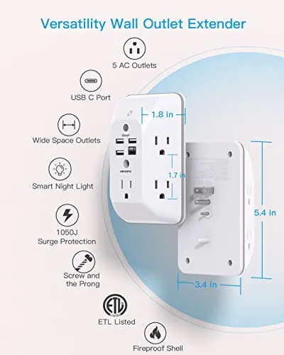 HANYCONY Outlet Extender Review: USB, Surge and Night Light image 3
