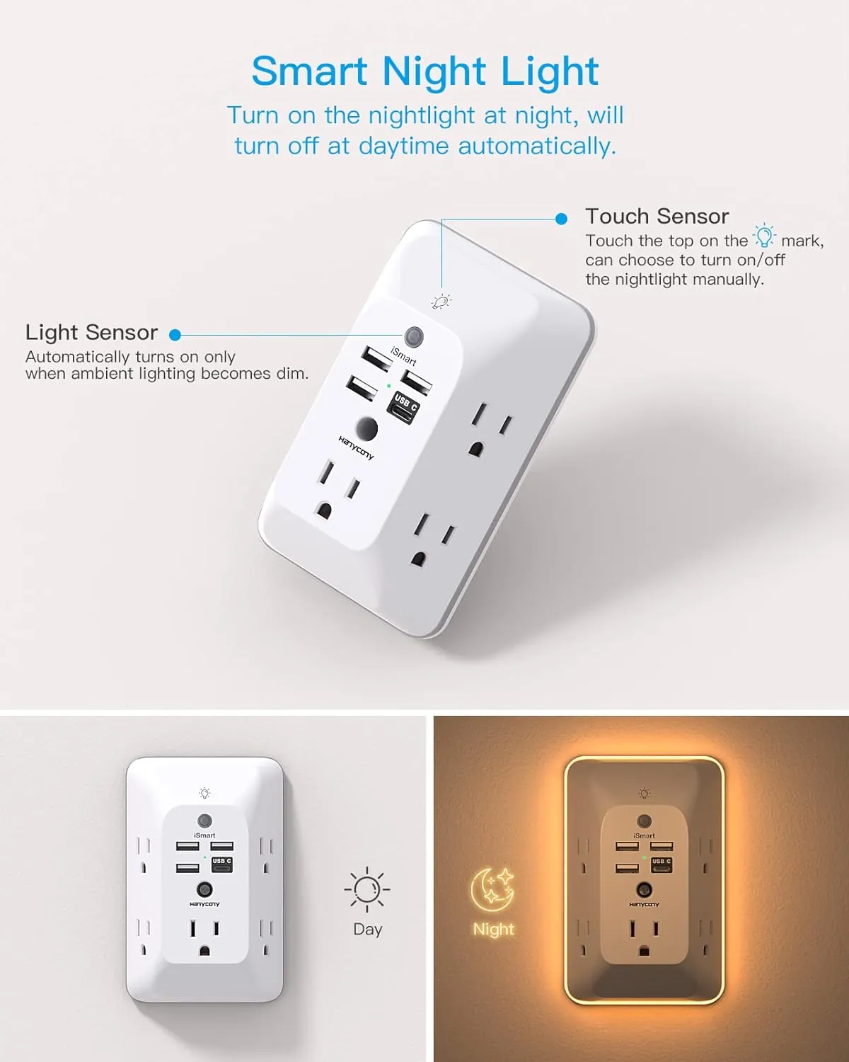 HANYCONY Outlet Extender Review: USB, Surge and Night Light image 7